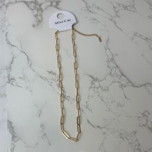 NWT 18k GP Paperclip Necklace